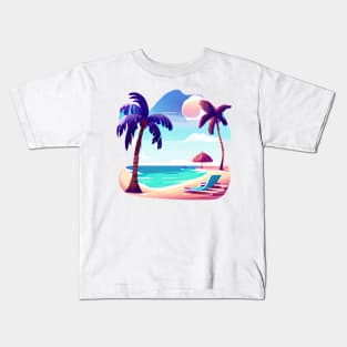 Summer lover, beach, palm trees. Kids T-Shirt